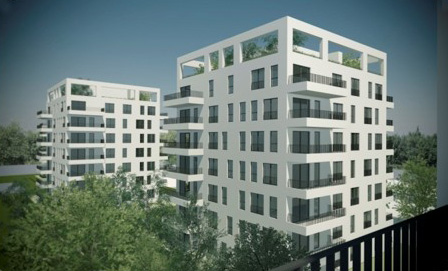 Plan zweier mehrstöckiger Gebäude, Skytowers Regensburg